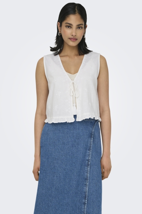 Only onljakiri linen s/l emb vest ptm